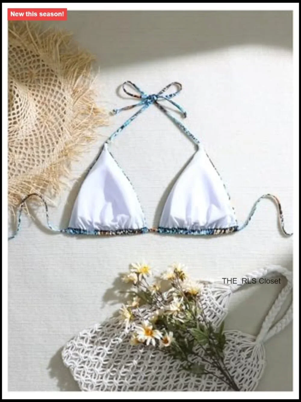 Plus Size Halter Triangle Bikini Top with Removable Padding